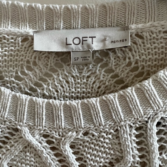 Loft, White Cable Knit Sweater SP - Picture 3 of 4